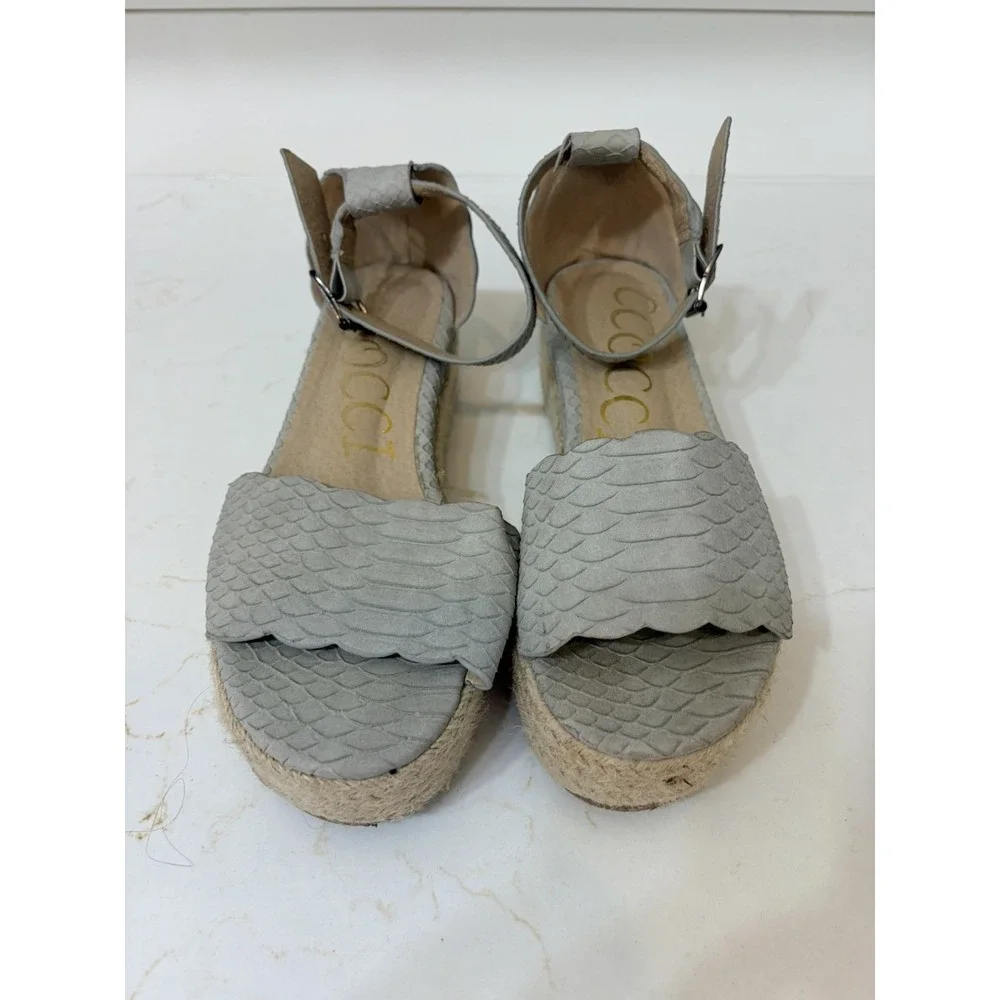 Ccocci Everlyn Light Gray Snake Print Womens Size 7.5 Platform Sandals